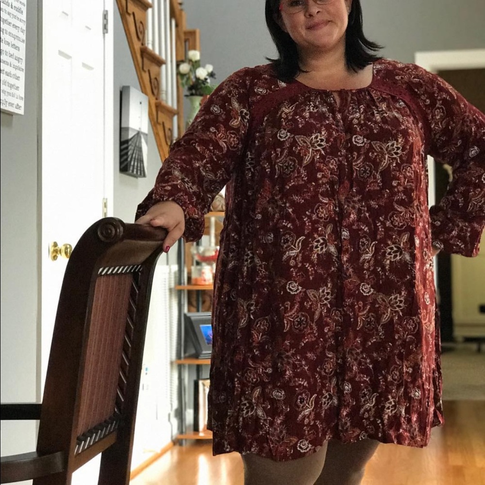 Burgundy embroidered Tunic/dress size 2xl (20W)
